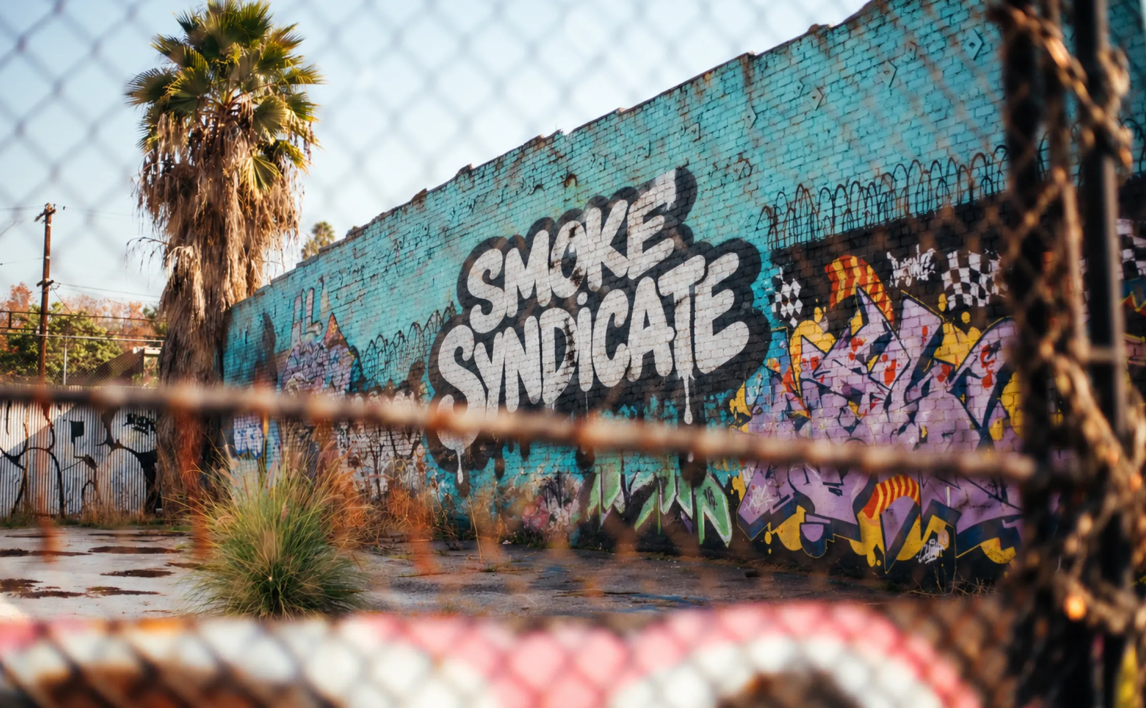 Smoke Syndicate street art backdrop